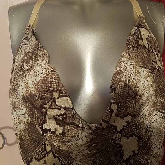 Python snakeskin backless dress snake top brown handmade tan beige small ooak - Picture 5 of 9